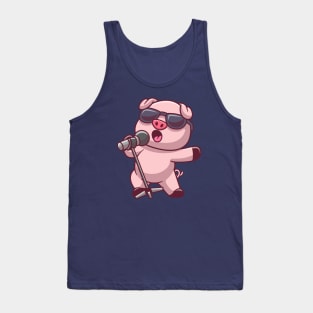 Cute Pig Singing Cartoon Tank Top